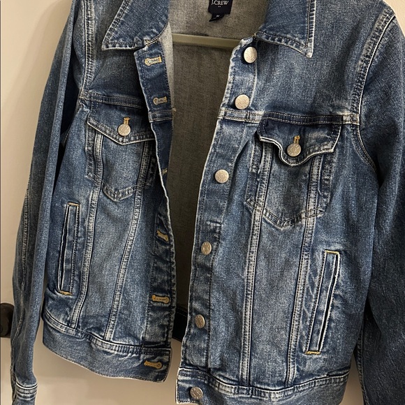 J Crew Denim Jacket Women's Blue Cotton Jean Trucker Jacket medium - Picture 4 of 5